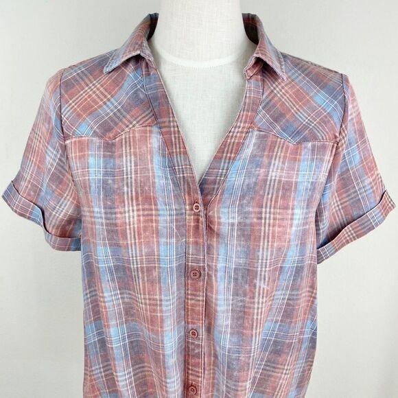 Paper Crane Front Tie Button Down Shirt - Picture 3 of 5